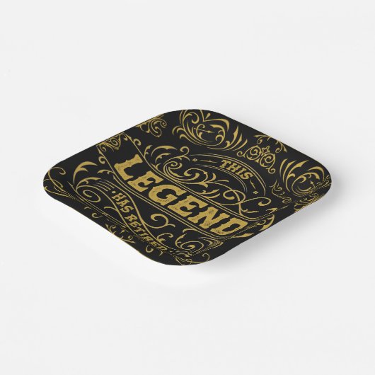 zwart goud legende pensioen papieren bordje (Gebogen)