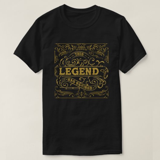  zwart goud legende pensioen t-shirt (Design voorkant)
