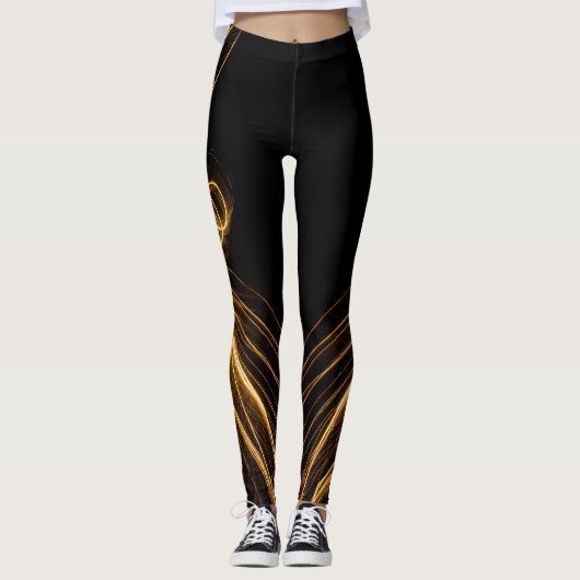 Zwart & Goud Leggings "Golden Elegance" (Voorkant)