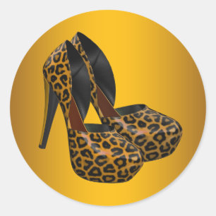 Zwart Goud Leopard Hoge Hiel Schoen Stickers