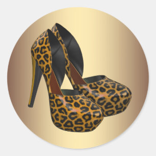 Zwart Goud Leopard Hoge Hiel Schoen Stickers