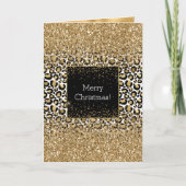Zwart Goud Leopard Print Glitzy Kaart (Voorkant)