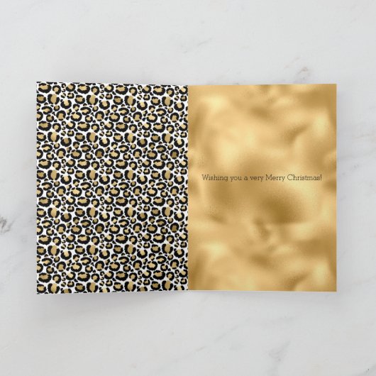 Zwart Goud Leopard Print Glitzy Kaart (Binnen)