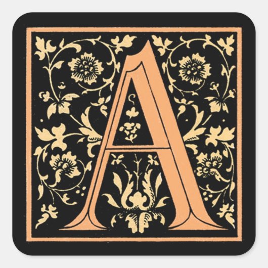  Zwart & Goud Letter ‘A’ - Sticker (Voorkant)