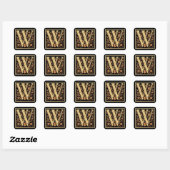  Zwart & Goud Letter ‘W’ - Sticker (Vel)