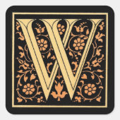  Zwart & Goud Letter ‘W’ - Sticker (Voorkant)