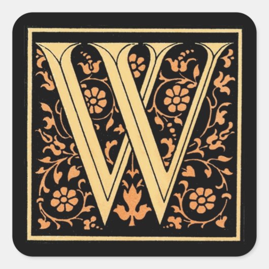  Zwart & Goud Letter ‘W’ - Sticker (Voorkant)
