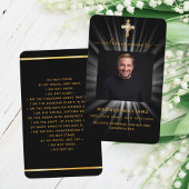 Zwart goud licht foto kruis begrafenis gebedskaart visitekaartje