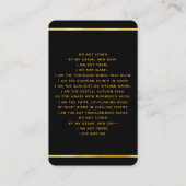 Zwart goud licht foto kruis begrafenis gebedskaart visitekaartje (Achterkant)