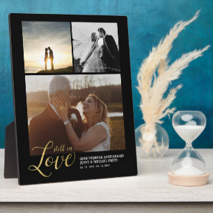 Zwart & Goud Liefde Jubileum Cadeau Foto Blok Fotoplaat