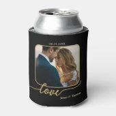 Zwart Goud Liefde Script Huwelijksfoto Blikjeskoeler (Blikje Voorkant)
