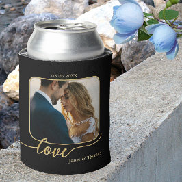 Zwart Goud Liefde Script Huwelijksfoto Blikjeskoeler