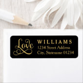Zwart Goud Liefde Script Trouwadres Etiket (Insitu)