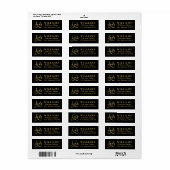 Zwart Goud Liefde Script Trouwadres Etiket (Full Sheet)