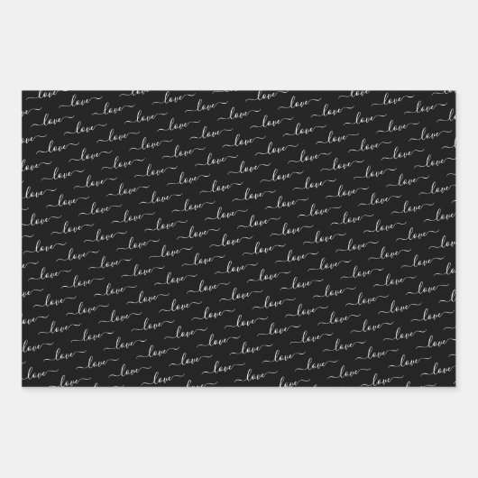 Zwart & Goud Liefdesharten Valentijnse  Inpakpapier Vel (Voorkant 2)