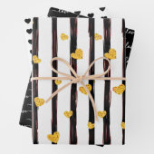 Zwart & Goud Liefdesharten Valentijnse  Inpakpapier Vel (In situ)