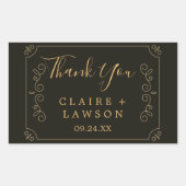 Zwart Goud Lijst Borders Bedankt Classic Rechthoekige Sticker (Voorkant)