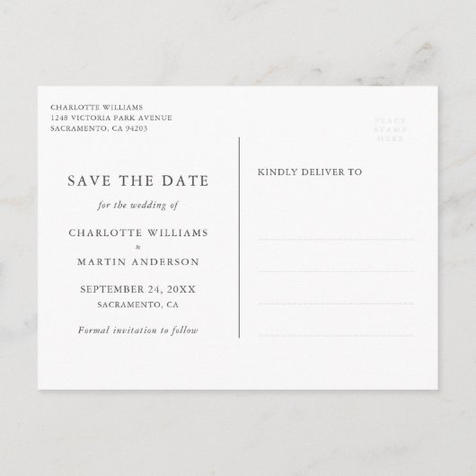 Zwart Goud Lijst Confetti Wedding Save The Date Aankondigingskaart (Achterkant)