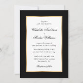 Zwart Goud Lijst Elegant Script Wedding Kaart (Voorkant)
