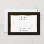 Zwart Goud Lijst Elegante Trouwmaaltijd Keuze RSVP Kaartje (Voorkant)