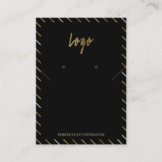 Zwart Goud Lijst ketting oorbellen Visitekaartje (Voorkant)