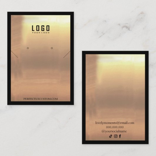 Zwart Goud Lijst Modern ketting oorbellen Visitekaartje (Voorkant / Achterkant)