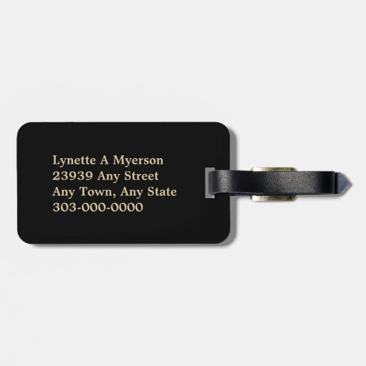 Zwart-goud Lijst monogram Bagagelabel (Achterkant horizontaal)