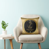 Zwart & Goud Lijst & Nautische Bootanker Kussen (Stoel)