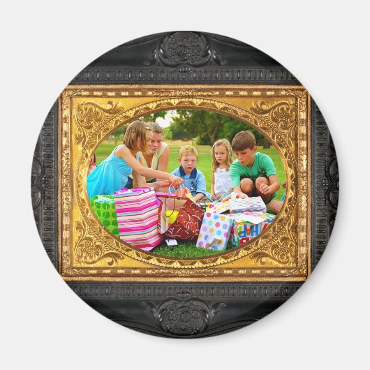 Zwart & Goud Lijst - Voeg uw foto toe! Magneet (Voorkant)