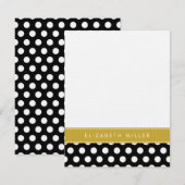 Zwart & Goud lint Polka Dots Monogram Note Kaart Notitiekaartje (Voorkant / Achterkant)