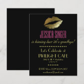 Zwart & Goud Lippen Hedendaags Modern Elegant Kaart (Voorkant / Achterkant)