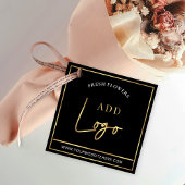 Zwart & Goud Logo Bloemen Zorggids Hang Label Vierkante Visitekaartjes
