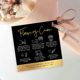 Zwart & Goud Logo Bloemen Zorggids Hang Label Vierkante Visitekaartjes