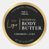 Zwart & Goud Logo Body Butter Jar Ronde Label (Voorkant)