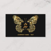 Zwart goud logo elegant QR-code Visitekaartje (Voorkant)