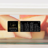 Zwart & Goud Logo Essential Olie Fles Waterdicht Labels (Aangebracht)