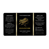 Zwart & Goud Logo Haarolie Fles met Pipet Etiket (Voorkant)