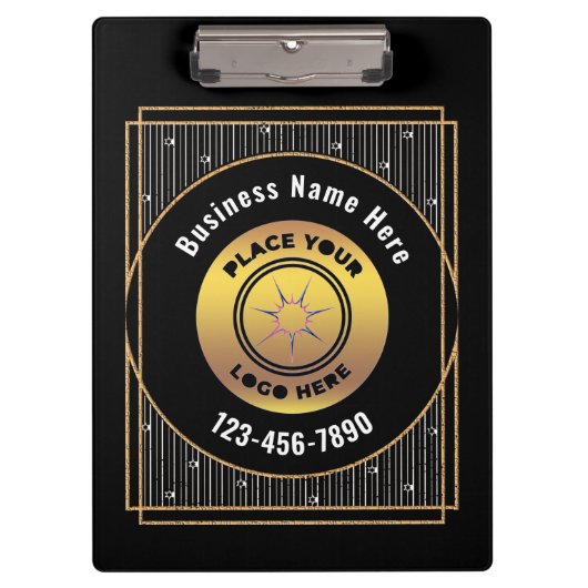 Zwart Goud Logo Kantoor Business Personaliseren Klembord (Voorkant)