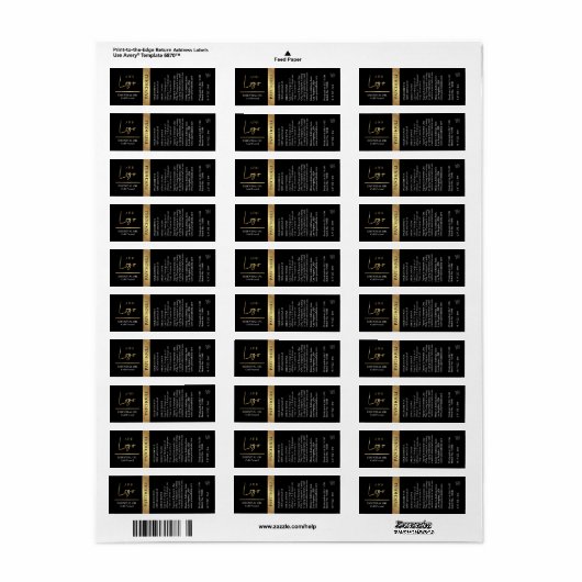 Zwart & Goud Logo Kosmetische Etherische Oliefles Etiket (Full Sheet)