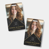 Zwart goud Logo Modern foto professioneel Badge (Voor- en achterkant)