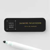 Zwart goud Logo Modern Social Media Iconen Naamplaatje (In situ)