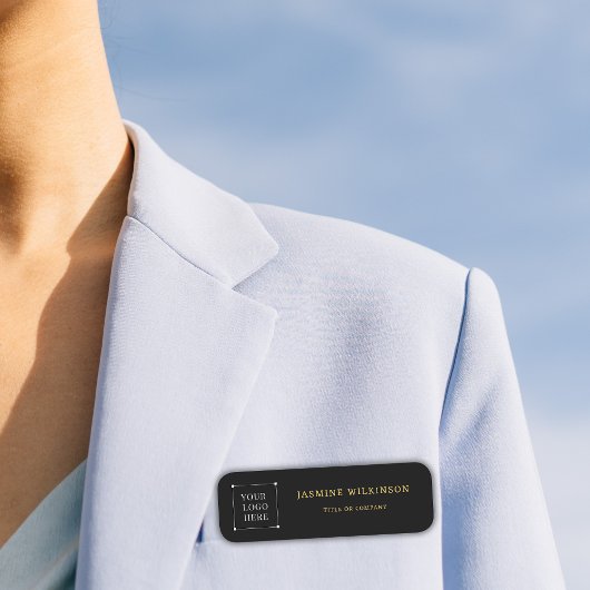 Zwart goud Logo Modern Social Media Iconen Naamplaatje