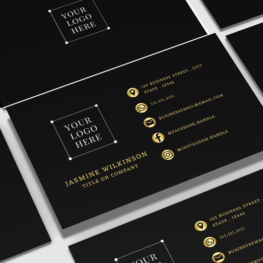 Zwart goud Logo Modern Social Media Iconen Visitekaartje