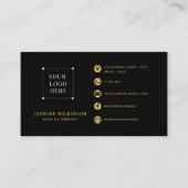 Zwart goud Logo Modern Social Media Iconen Visitekaartje (Voorkant)