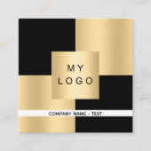Zwart goud logo moderne elegante QR-code Vierkante Visitekaartje (Voorkant)