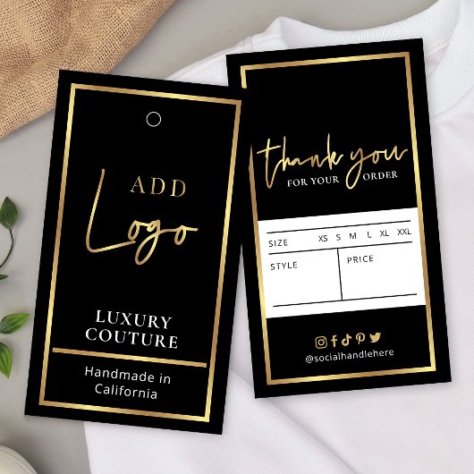 Zwart & Goud Logo Moderne Kleding Prijs Label Labe Visitekaartje