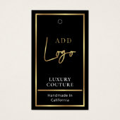 Zwart & Goud Logo Moderne Kleding Prijs Label Labe Visitekaartje (Voorkant)