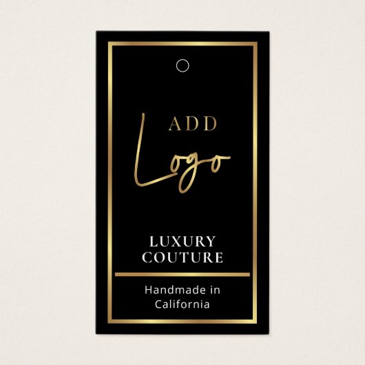 Zwart & Goud Logo Moderne Kleding Prijs Label Labe Visitekaartje (Voorkant)