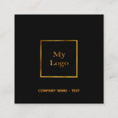 Zwart goud logo QR-code elegant Vierkante Visitekaartje (Voorkant)