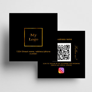 Zwart goud logo QR-code Instagram volgen ons Vierkante Visitekaartje